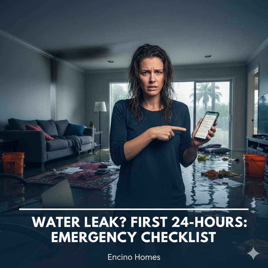 What to Do After a Water Leak in Your Encino Home: The First 24-Hour Emergency Checklist
